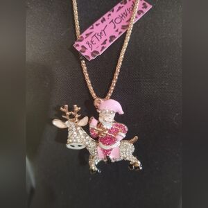 NWT Betsey Johnson Santa on Donkey pendant